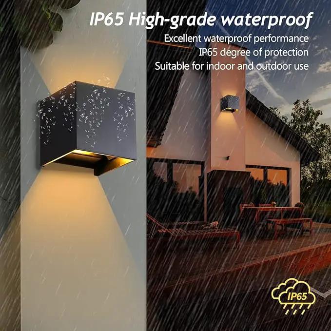 LANFU LED Aluminum Wall Lamp IP65 Waterproof, Black Modern Fashion Square Wall Lamp Wall Type Replaceable Bulb by GreenHaven Gardens