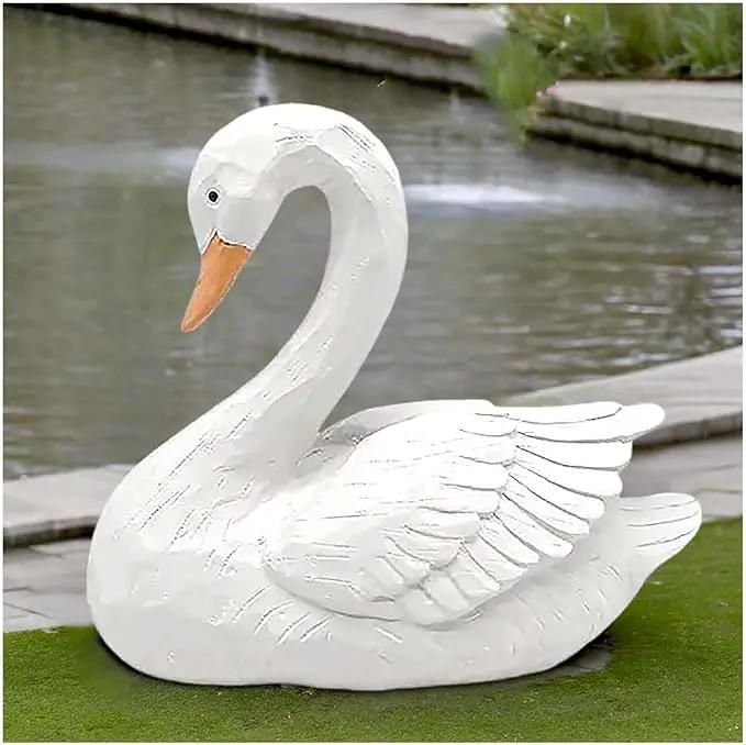 White Swan Figurine - Home Decor Exquisite Sculpture Resin，Artistic White Goose Statue Craft for Elegant Outdoor Garden and Yard Decoration, 7.48 Inches by GreenHaven Gardens