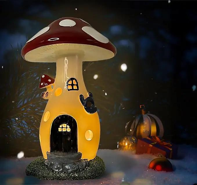 Fairy Houses for Outside - Solar Light Garden Decor, Solar Garden Decor, Waterproof Yard Mushroom Ornaments for Patio Lawn, Christmas, Birthdays, Unique Gift Ideas for Gardening Mom & Grandma by GreenHaven Gardens