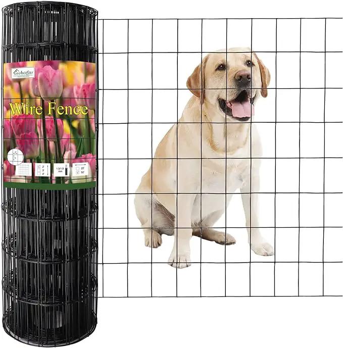 Black PVC Coated Welded Wire Fence 24 Inch x 50 Foot, 2 Inch x 3 Inch 16GA, Garden Border Fencing Roll Vinyl Coating Metal Wire Mesh for Yard Vegetable Plant Protection Poultry Netting by GreenHaven Gardens