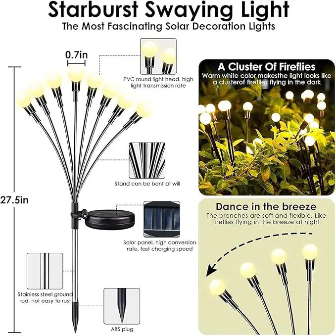 OZS Solar Garden Lights(6Pack Total 48LED) -Solar Lights Outdoor, Firefly Light for Outside, Sway by Wind, Fairy Light Outdoor Waterproof for Patio Pathway Garden Decor(Warm White) by GreenHaven Gardens