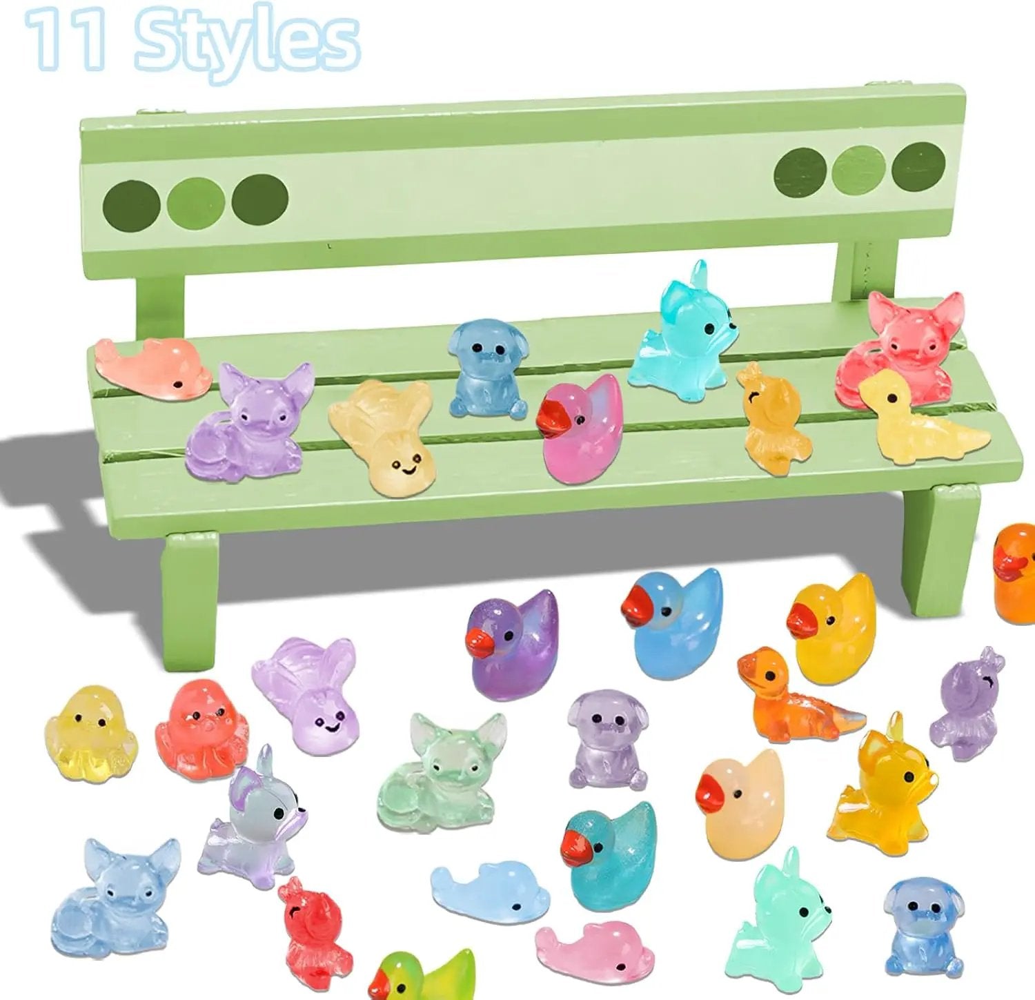 150 pcs Luminous Mini Resin Animal, Resin Ducks Figurines Glow in The Dark for Fairy Garden Accessories Miniature Figurines Aquarium Potted Decor - 11 Styles by GreenHaven Gardens