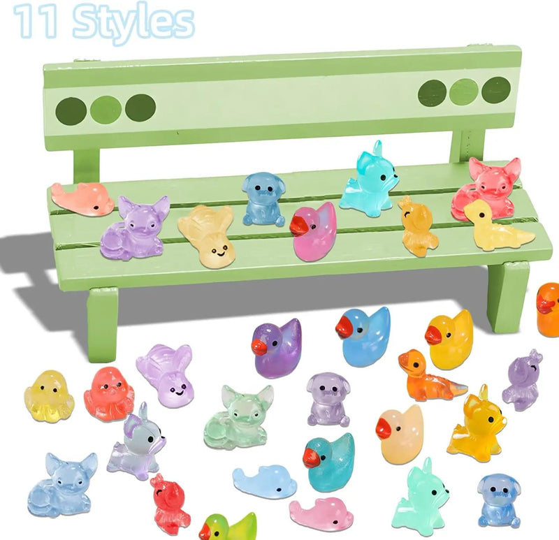 150 pcs Luminous Mini Resin Animal, Resin Ducks Figurines Glow in The Dark for Fairy Garden Accessories Miniature Figurines Aquarium Potted Decor - 11 Styles by GreenHaven Gardens
