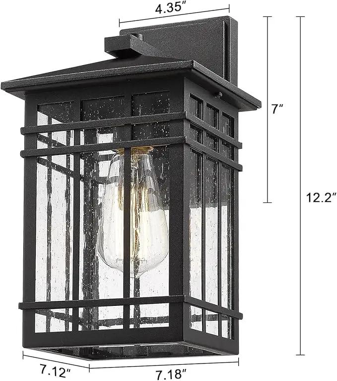 Outdoor Wall Lantern, Exterior Light Fixture, Waterproof Outdoor Wall Lighting Fixture Outside with Seeded Glass for Porch, Garage, Patio, Hallway, Entryway, 2 Pack by GreenHaven Gardens