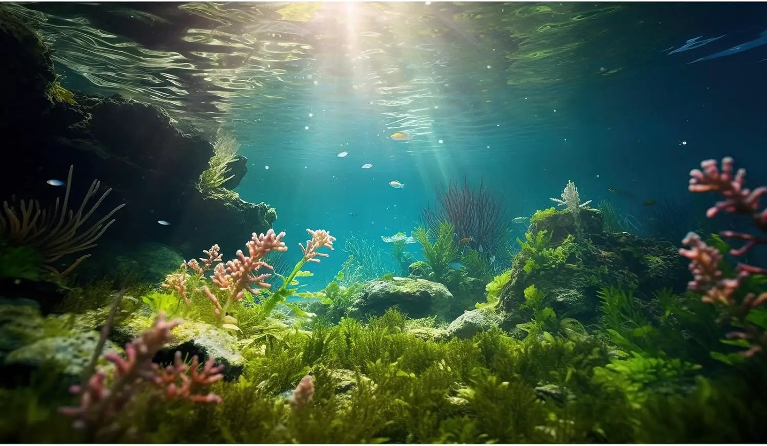 Ocean Floor Fish Tank Background Under The Sea Aquarium Background Underwater Aquatic Plants Sunray Terrarium Backgrounds Deep Sea Rock Tropical Aquarium Fish Tank Backgrounds Decors 30x12in by GreenHaven Gardens