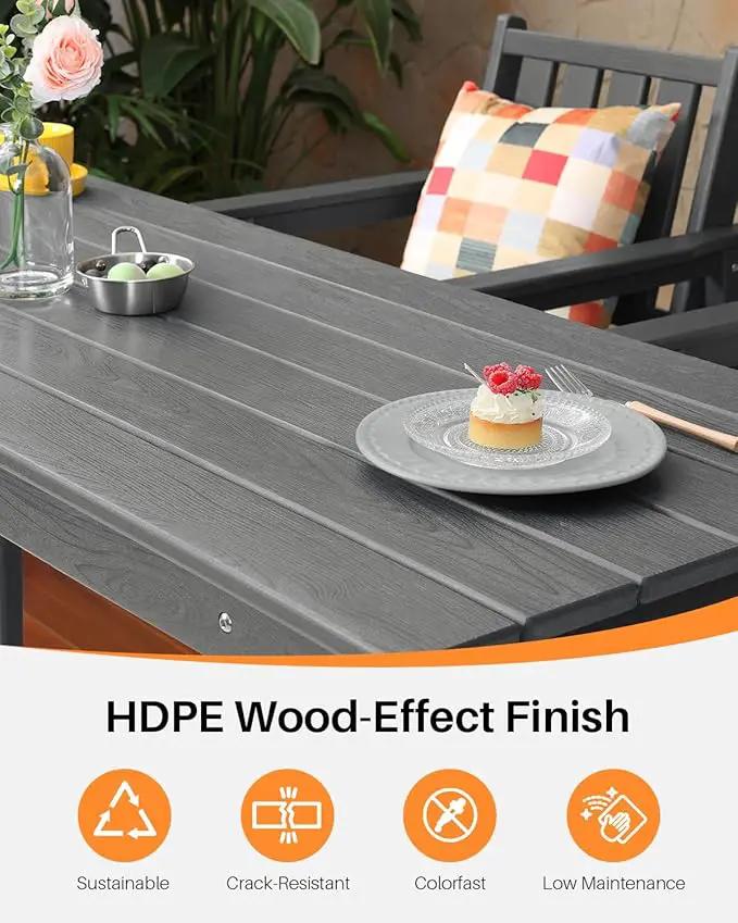 41" Outdoor Bar Table, HDPE Adirondack Outdoor Bar Table, All Weather Outside Bar Counter Height Tables Balcony Furniture, HDPE Patio Bar Tables for Bistro, Deck, Porch, Poolside, Smoke Gray by GreenHaven Gardens