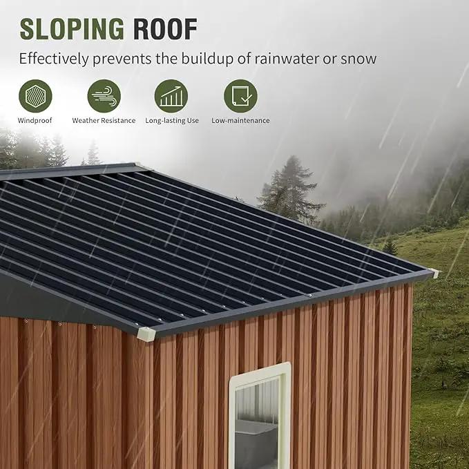8x6 Ft Storage Shed, Large Outdoor Shed with Window, Lockable Doors, Outside Steel Shed for Garden, Backyard, Lawn, Patio Utility, Tool Storage by GreenHaven Gardens