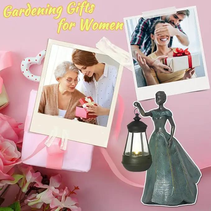 Fairy Garden Statue Solar Garden Decor Resin Statue with Lights for Yard Lawn Decorations Outdoor Patio Gardening Gifts for Women 5.5 * 9.5 * 11.5 Inch by GreenHaven Gardens