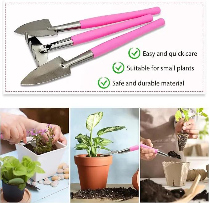 Mini Gardening Tools, 3Pcs Stainless Succulent Tools Kit Shovel Rake Trowel, 2 Colors Hand Shovel for Gardening for Indoor Small Plants, Succulents, Potted Plants, Bonsai (Purple) by GreenHaven Gardens