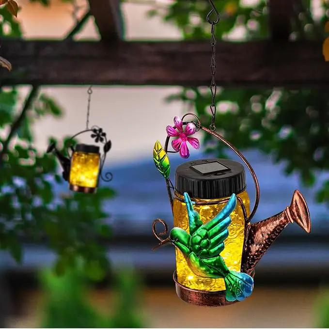 2 Pack Solar Lanterns Outdoor Waterproof Kettle Hanging Solar Lantern, Watering Jar Outdoor Solar Lanterns with Hummingbird Decor for Yard Garden Tree by GreenHaven Gardens