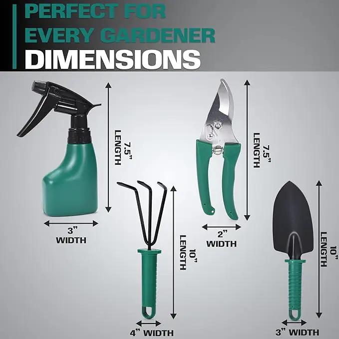 2wayz Garden Tool Set - 5-Piece Durable Gardening Hand Tools - 3x12x7-inch Gardening Kit with Portable Box and Carrying Case - Small Garden Planting Tools - Garden Essentials - Gift for Garden Lovers by GreenHaven Gardens