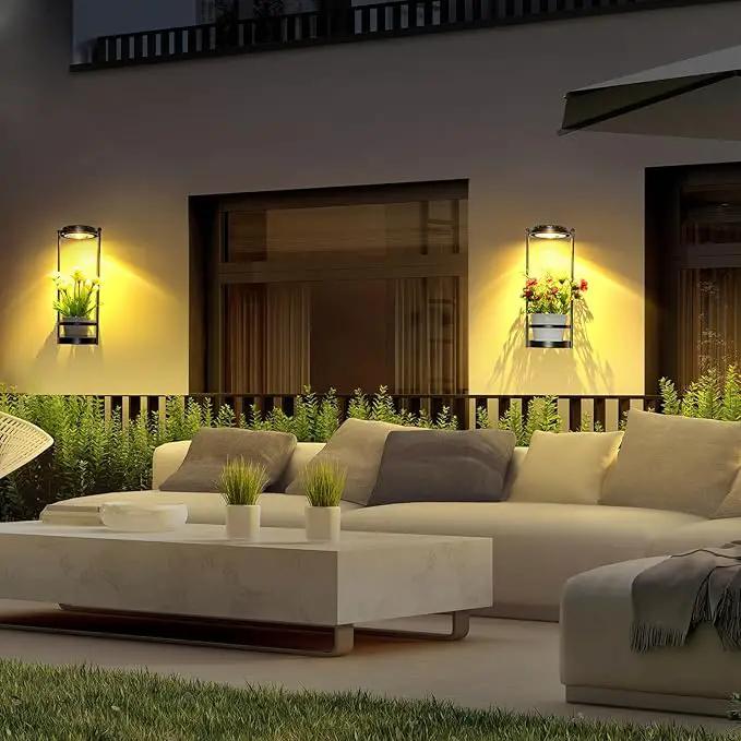Solar Yard Wall Light with Plant Stands, Wireless Outdoor Solar Wall Lamp with 2 Modes & IP45 Waterproof Dusk to Dawn LED Outdoor Solar Lights for Garden Patio Yard Decoration (2Pack) by GreenHaven Gardens