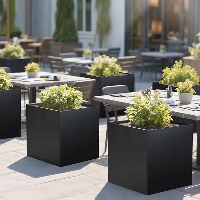 Galvanized Steel Planter Box Black Metal Planter Large Square Indoor Outdoor Planters Cube Steel Heavy Duty Flower Pot 26Inch Powder Coating Modern Commercial Residential for Patio, Deck, Yard, Garden by GreenHaven Gardens
