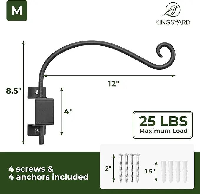 Kingsyard Swivel Plant Hangers Outdoor - 12 Inch Heavy Duty Wall Plant Hooks for Hanging Plant Baskets Bird Feeder Lanterns Wind Chimes by GreenHaven Gardens