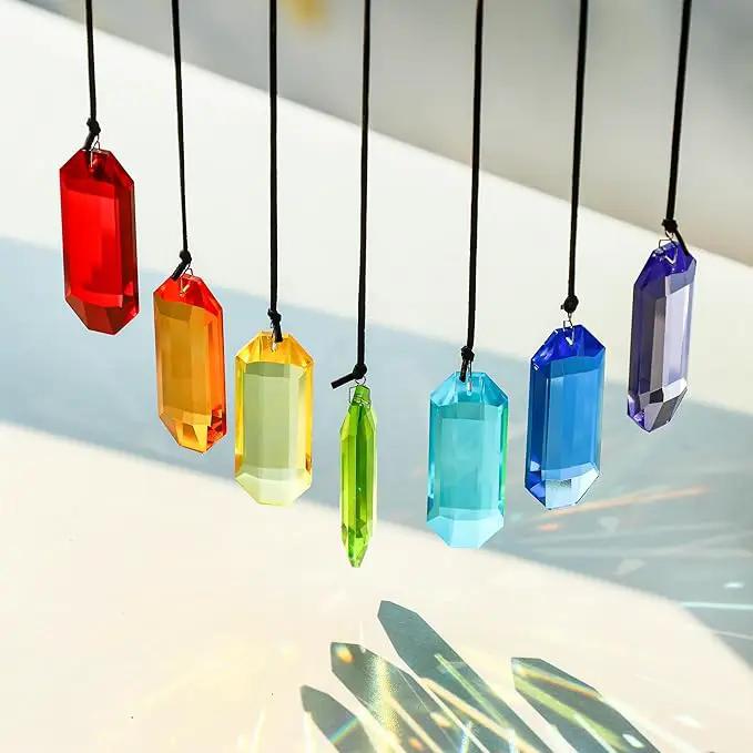 HDCRYSTALGIFTS 7pcs Crystal Suncatcher Prisms 3'' Window Hanging Ornament Rainbow Glass Prism Sun Catcher Decor for Home Garden by GreenHaven Gardens