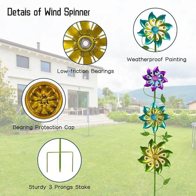 DREAMYSOUL 3 Blades Wind Spinner, Pinwheels for Yard and Garden, Metal Wind Spinners Outdoor, Colourful Wind Sculptures for Outside Patio Lawn Decoration by GreenHaven Gardens