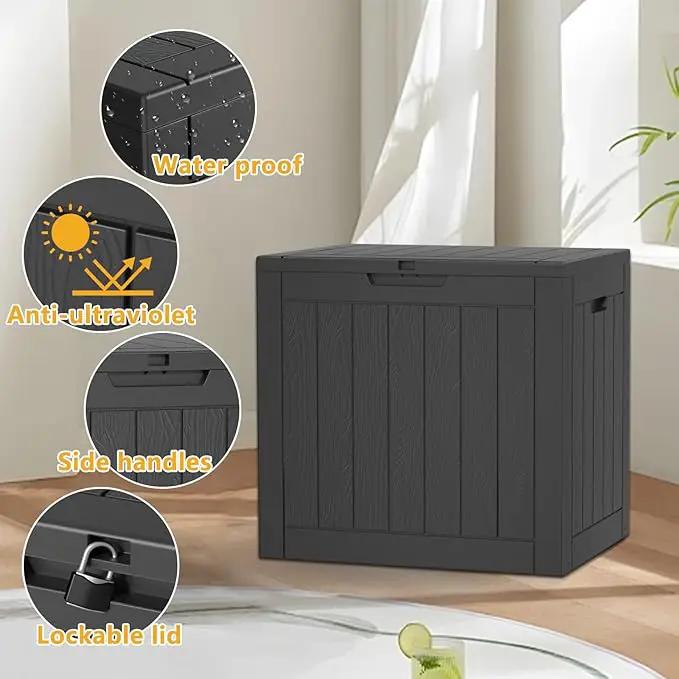 36 Gallon Outdoor Deck Box,Storage Lockable Waterproof Patio Furniture,Garden Tools,Cushions,Pool Accessories Outside Storage Resin Box(Black) by GreenHaven Gardens