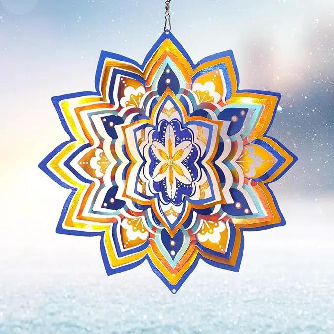 3D Wind Spinner Starry Sky Mandala Wind Spinners Outdoor, Laser Cut Metal Hanging Wind Sculptures, Kinetic Whirling Art Ornament Outside Garden Decoration Yard Decor, Meaningful Gift Ideas by GreenHaven Gardens