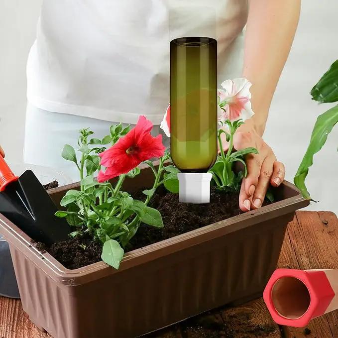 12 Set Plant Watering Devices Include Terracotta Self Watering Spikes and 26 oz Plastic Bottles, Slow Release Vacation Insert Automatic Plant Waterer Device (Green and Mixed Color) by GreenHaven Gardens
