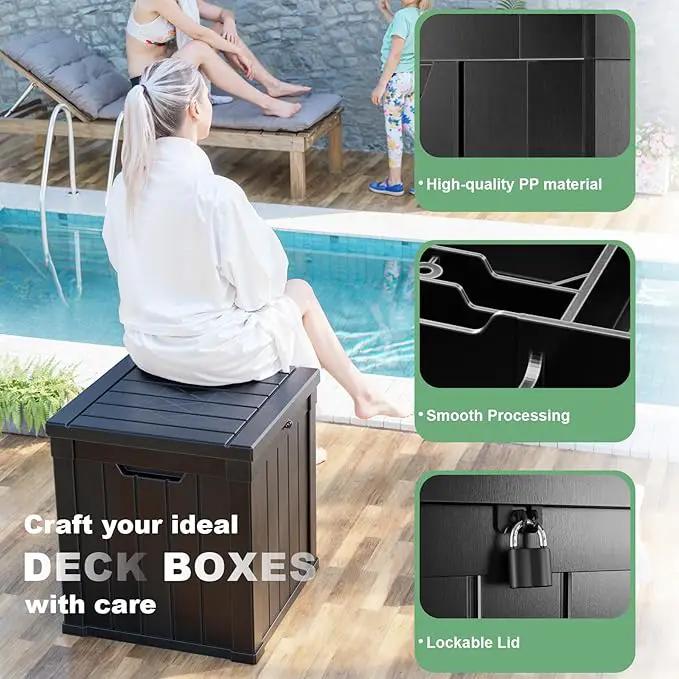 DRATO 50 Gallon Deck Box, Outdoor Storage Box for Patio Cushion, Sports Equipment, Garden Tools,Waterproof Patio Storage box, Lockable (Black) by GreenHaven Gardens