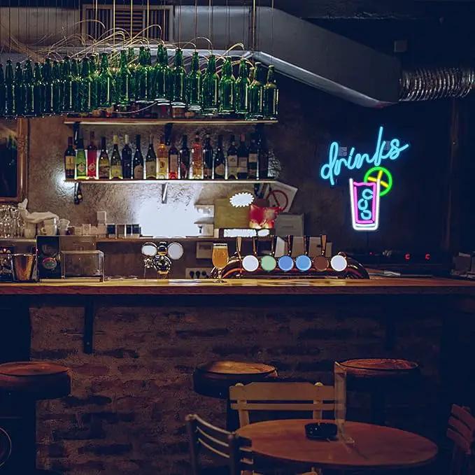 WLHOPE Drinks Neon Signs Cool Drink Cup LED Neon Lights for Wall Decor, USB Cocktail Art Wall Lights for Home Bar Club Hotel Restaurant Cafes Shops Wedding Birthday Party by GreenHaven Gardens