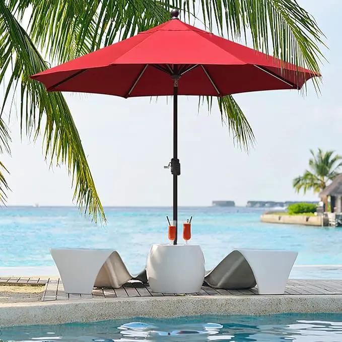 EliteShade USA 10-Year-Non-Fading 9Ft Market Umbrella Patio Umbrella Outdoor Table Umbrella with Ventilation,Logo Red by GreenHaven Gardens