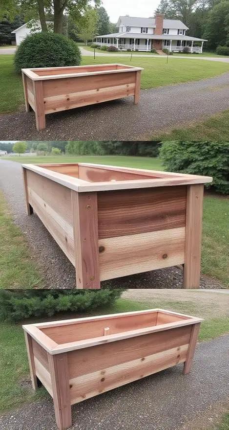 Handmade Custom Heavy Duty Rectangular Raised Cedar Wood Garden Planter Box – 46", 36", 24" – Indoor/Outdoor Farmhouse Style for Flowers & Vegetables – Made in USA (46" L x 15.5" W x 16.5" H) by GreenHaven Gardens