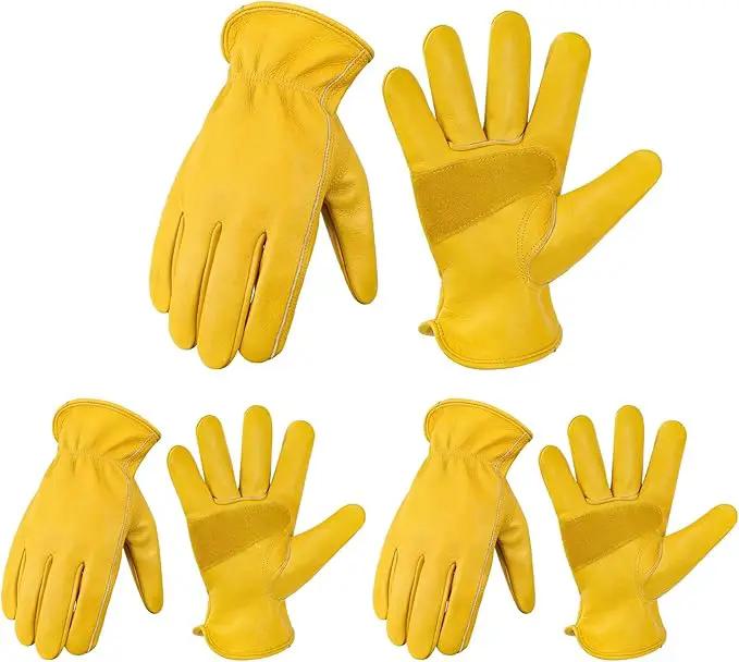 DULFINE Leather Work Gloves for Men & Women, Reinforced Durable Gardening Gloves,Cowhide Work Gloves,Puncture & Cut Resistant by GreenHaven Gardens