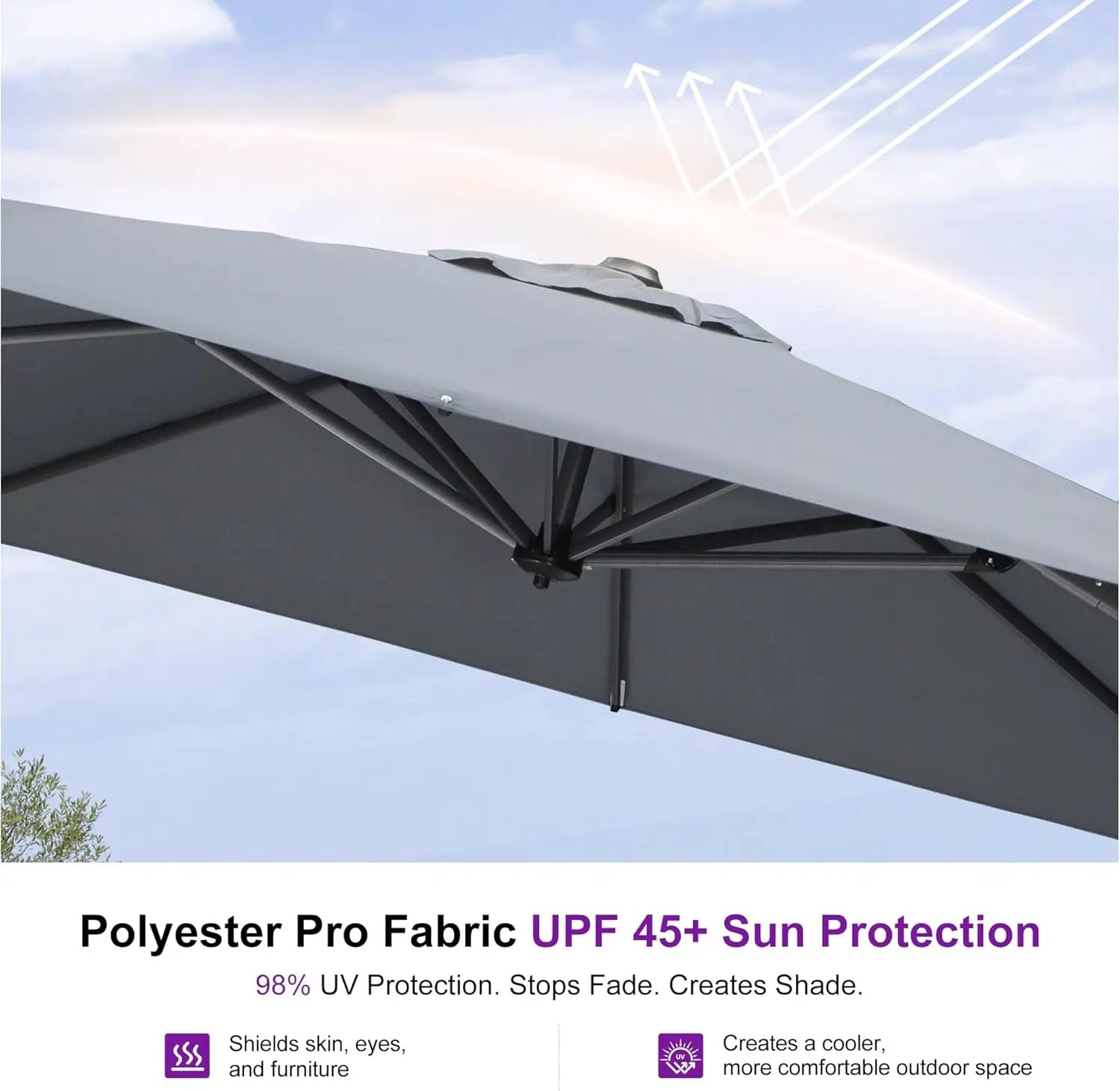 PURPLE LEAF 9 Feet Patio Umbrella Outdoor Cantilever Square Umbrella Aluminum Offset Umbrella with 360-degree Rotation for Garden Deck Pool Patio, Light Grey by GreenHaven Gardens