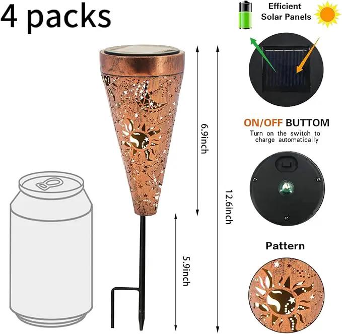 DIBIEECN 2 Pack Sun and Moon Solar Pathway Lights Outdoor,Metal Garden Decorations Outdoor Lights with Patterns and Warm Light,Waterproof Landscape Lighting for Path Patio Backyard Walkway Yard by GreenHaven Gardens