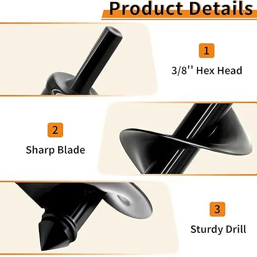 4 x 16 Inch Auger Drill Bit for Planting–Garden Spiral Hole Drill Planter for Bulbs, Bedding Plants & Umbrella Holes|3/8" Hex Drive|The Ultimate Bulb Planter Tool for Cordless Drill by GreenHaven Gardens