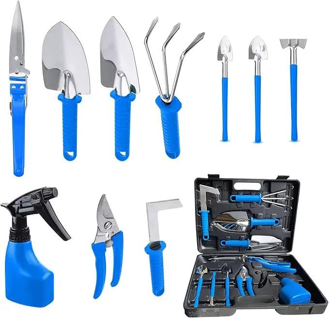 Garden Tools Set, 10 Pieces Stainless Steel,Gardening Tools kit with Handbag, Garden Hand Tools for Digging Planting Pruning, Garden Gifts for Women,Men by GreenHaven Gardens