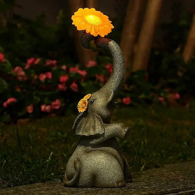 Elephant Sunflower Garden Decor, 14.3" Solar Large Garden Statue, Outdoor Yard Decor, Gifts for Mom, Grandma by GreenHaven Gardens