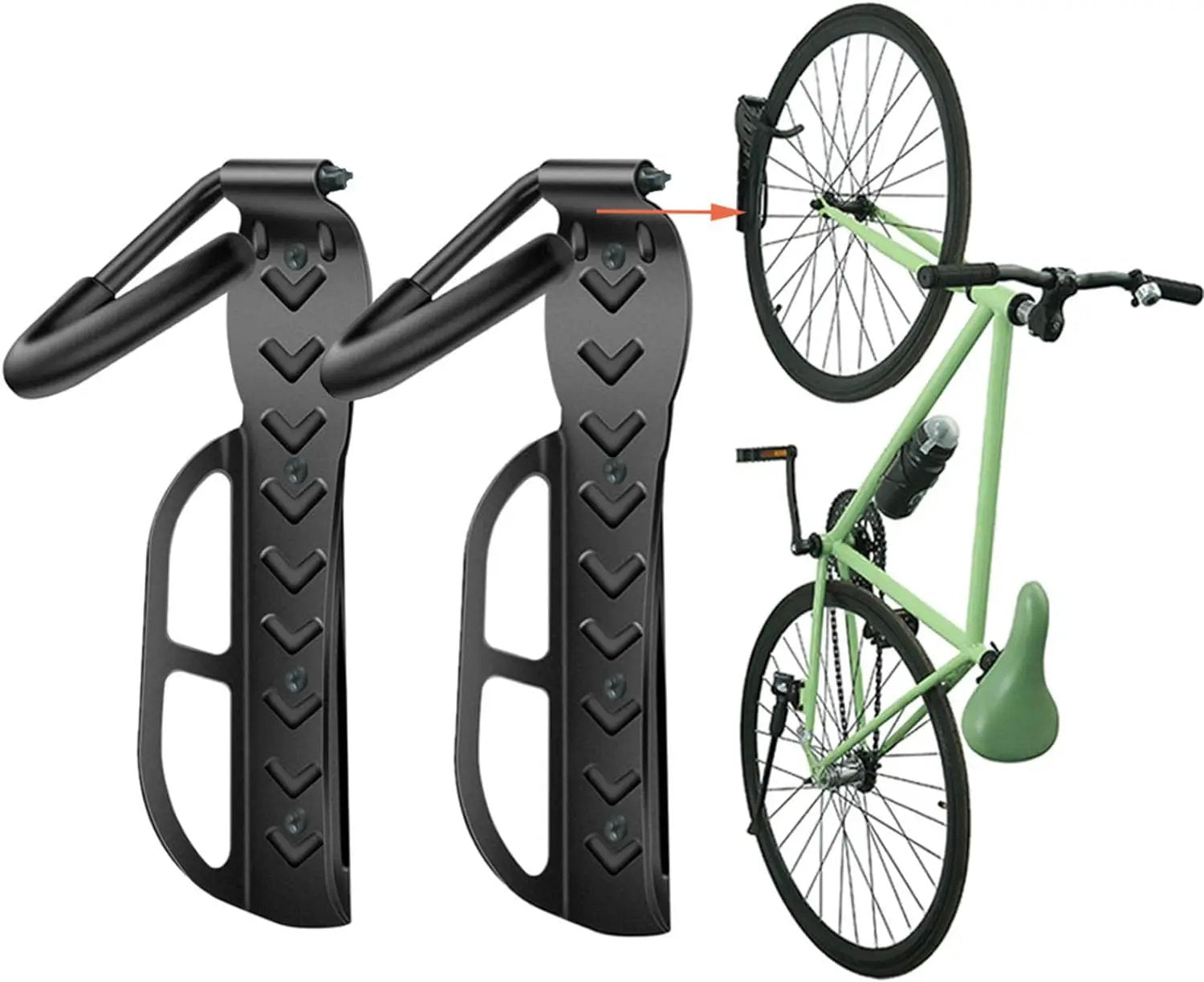 Wallmaster Bike Storage Rack for Garage, Wall Mount Bicycles Hanger, 2-Pack Bike Storage System Vertical Bike Hooks by GreenHaven Gardens