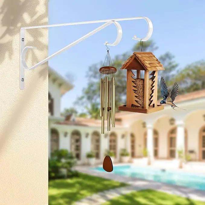 Plant Hangers Outdoor (2 Pack-15.5 Inch White) Plant Hooks Heavy Duty Iron Plant Hanger Hook for Wall, Hanging Plant Bracket for Planters, Bird Feeders, Lanterns, Wind Chimes, Outdoor by GreenHaven Gardens