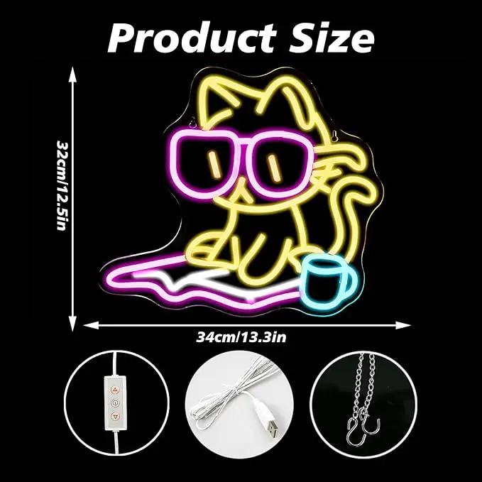 Cat Reading Book Neon Sign Wall Decor, Reading Cat Neon Light Bedroom Wall Decor Suitable for Classroom Book Party Library Decoration Reading Room Bookish Decor Gift by GreenHaven Gardens