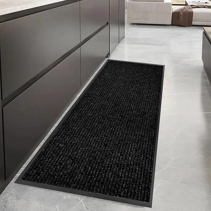 fani Heavy Duty Large Outdoor Indoor Entrance Black Doormat Waterproof Low Profile Entrance Rug Front Door Mat Patio Anti-Skid Rubber Back, 23x72 inch (Black) by GreenHaven Gardens