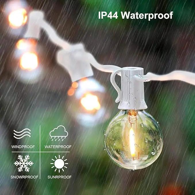 25Ft G40 Outdoor Patio String Lights,LED Bistro String Light with 27 Clear Shatterproof Bulbs(2 Spare),Decorative String Lights for Patio Garden Backyard Cafe Party Wedding Christmas,White Wire by GreenHaven Gardens