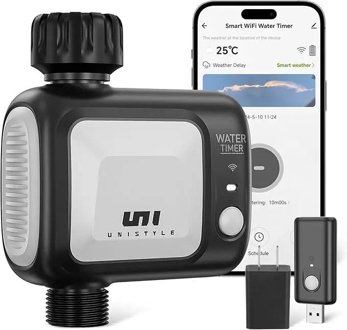 WiFi Sprinkler Timer, Unistyle Programmable Smart Water Timer, WiFi Irrigation Controller with Rain Delay/Auto Mode/Manual, Outdoor Hose Timer for Lawns, Yards and Garden by GreenHaven Gardens