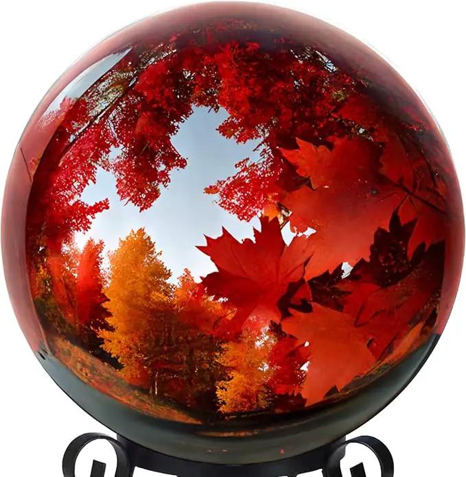 12 Inch Stainless Steel Gazing Globe,v2croft Hollow Ball Mirrored Surface Polished Shiny Sphere,Garden Stainless Steel Gazing Ball for Outdoor Lawn Pond Yard Ornament(red) by GreenHaven Gardens