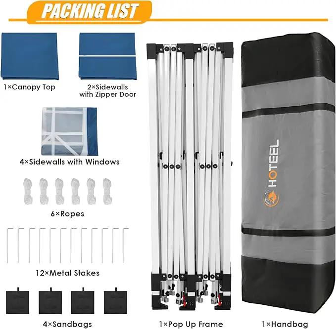 HOTEEL 10x20 Pop up Canopy with 6 Sidewalls, One Push Instant Setup Outdoor Canopy Tent with Reinforce Rod, Weight Bag, for Parties, Events, Blue by GreenHaven Gardens