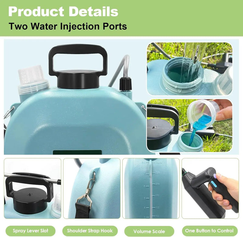 Battery Powered Sprayer 2 Gallon, Upgrade Powerful Electric Garden Sprayer with 3 Mist Nozzles, Rechargeable Handle, Retractable Wand, Adjustable Shoulder Strap for Lawn,Garden,Cleaning by GreenHaven Gardens
