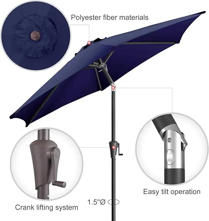 7.5ft Outdoor Patio Umbrella - Table Umbrella Waterprool UV Protection, Sombrillas de Patio with Push Button Tilt&Crank, Sun Umbrella for Pool, Porch, Garden, Deck, Backyard(Dark Blue) by GreenHaven Gardens