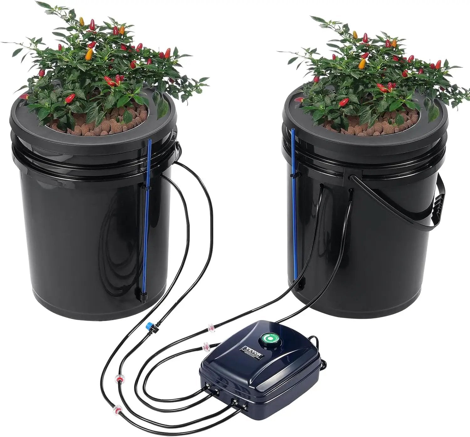 VEVOR DWC Hydroponics Grow System, Hydroponic Growing System with Top Drip Kit, Deep Water Culture 5-Gallon 2 Buckets, with Air Pump, Air Stones and Water Level Device for Leafy Vegetables by GreenHaven Gardens