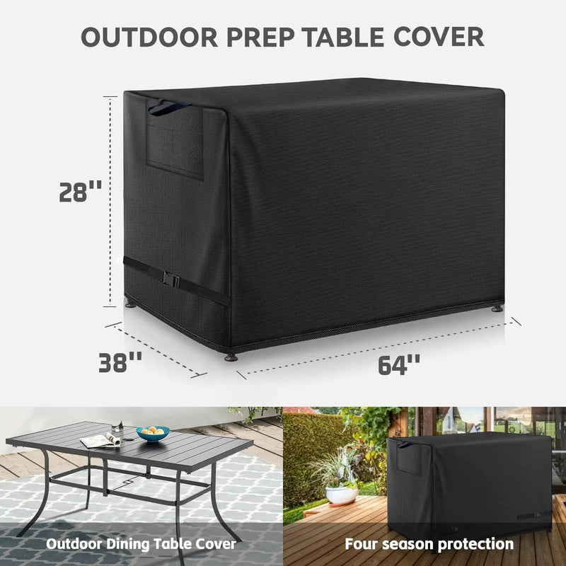 Outdoor Dining Table Cover - Heavy Duty Waterproof Cover for Patio Metal Steel Slat Table, Compatible 64" x 38" Black by GreenHaven Gardens
