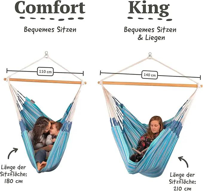 LA SIESTA® - Large Comfort Habana Cotton Hammock Chair & CasaMount - Hanging Chair w/Suspension Kit for Walls Ceilings & Square Beams - Indoor Outdoor Swing Hanging Chair Bedroom Balcony - Azure by GreenHaven Gardens