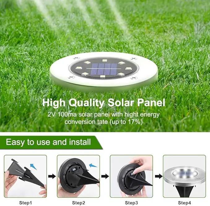 ZGWJ Solar Ground Lights,8 LED Disk Lights Upgraded Outdoor Garden Lights Landscape Lights for Lawn Pathway Yard Deck Patio Walkway White, 8 Pack by GreenHaven Gardens
