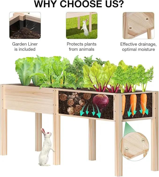 MIXC Wooden Raised Garden Bed with Legs, 72”L X 23”W, Elevated Reinforced Large Planter Box for Vegetable Flower Herb Outdoors by GreenHaven Gardens