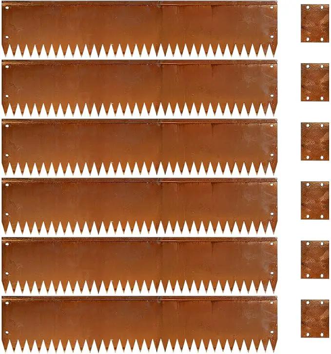 Cor Ten Steel Garden Metal Landscape Edging 40 inch with Top Bending Protection Pre-Rusted Cor Ten Steel Garden Edging 6 Pack Edge for Lawn Yard (10 inch-180 Degree Bend, Rusted) by GreenHaven Gardens