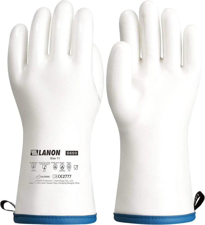 LANON Liquid Silicone Gloves, Heat Resistant Oven Gloves with Fingers, Food Grade, Waterproof, White, XXL by GreenHaven Gardens